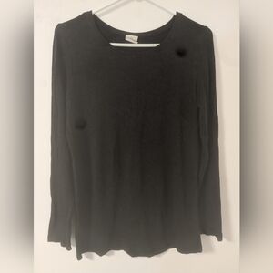 Brooks Brothers Black Crewneck Long Sleeve Top